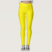 Bright Yellow Solid Leggings Comfortable Fit Style (Devant)