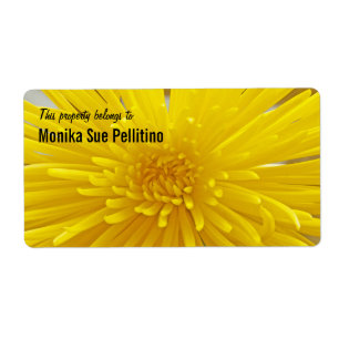 Bright Yellow Spiky Dahlia Photo Property Label