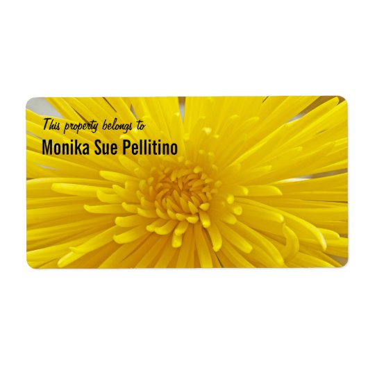 Bright Yellow Spiky Dahlia Photo Property Label (Voorkant)
