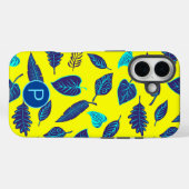 Bright Yellow Tropical Leaf Pattern Monogram Case-Mate iPhone Case (Achterkant (horizontaal))