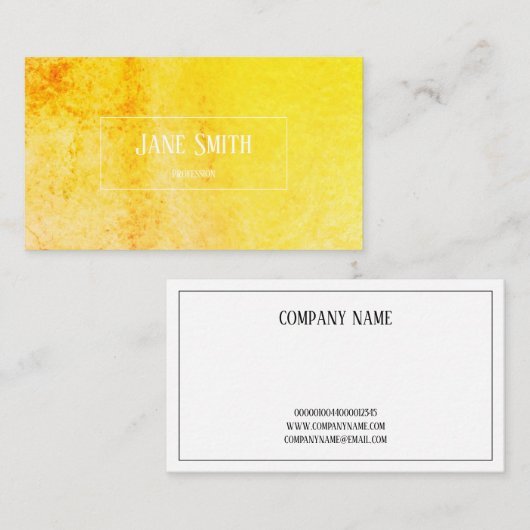 BRIGHT YELLOW WATERVERF VISITEKAARTJE (Voorkant / Achterkant)