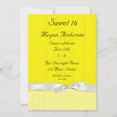 Bright Yellow White Checks Invitation de Bow (Devant)