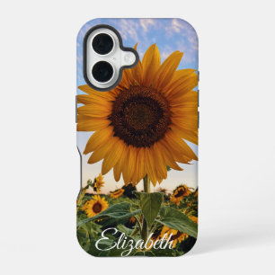 Bright Zonnebloem Veld - Custom Floral met Natuur iPhone 16 Hoesje