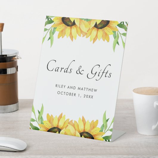 Bright Zonnebloemen Kaarten en Cadeaus Bruiloft Reclamebord Met Voetstuk (Insitu)