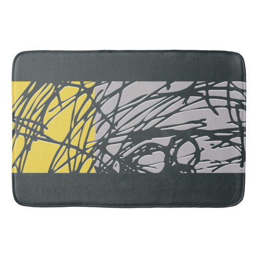 Brighter Nest Abstract Bold Yellow & Grey Bathmat Badmat (Voorkant)