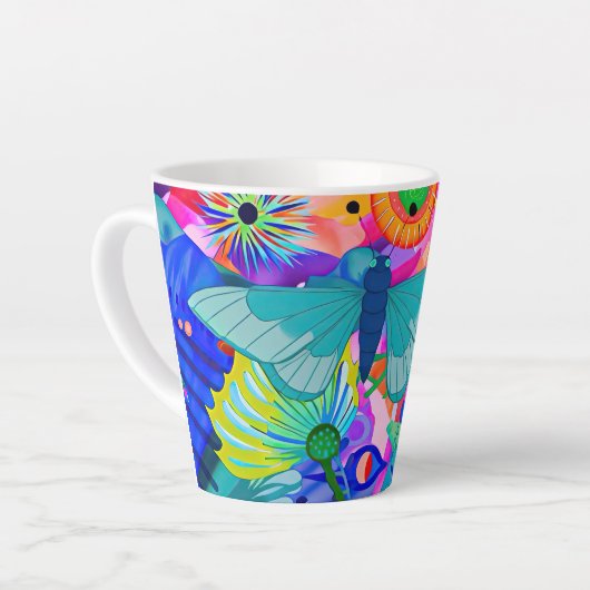 Brightly Colored Butterfly Latte Mok (Linkerhoek)
