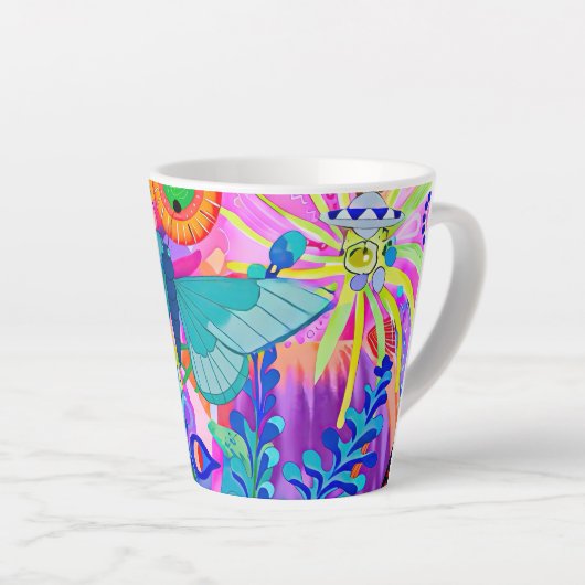 Brightly Colored Butterfly Latte Mok (Rechterhoek)