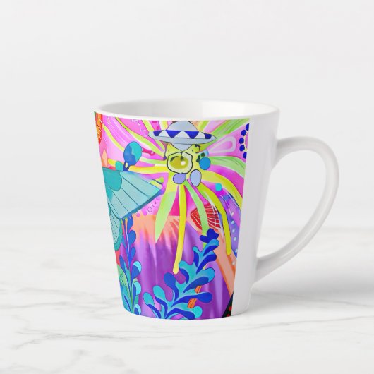 Brightly Colored Butterfly Latte Mok (Rechts)