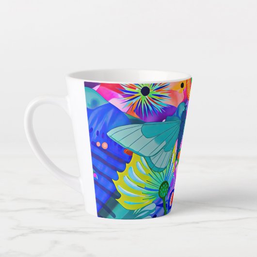Brightly Colored Butterfly Latte Mok (Links)