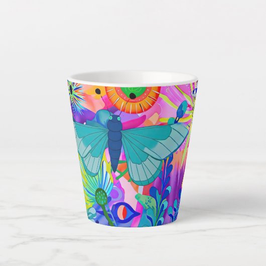 Brightly Colored Butterfly Latte Mok (Voorkant)
