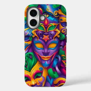 BRIGHTLY COLORED MARDI GRAS MASK iPhone 16 HOESJE