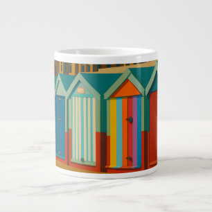 Brighton Beach Huts – Kleurrijke Zeedruk Extra Grote Beker