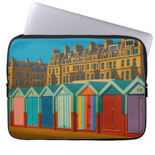 Brighton Beach Huts – Kleurrijke Zeedruk Laptop Sleeve