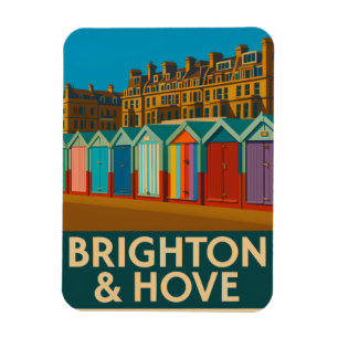 Brighton Beach Huts – Kleurrijke Zeedruk Magneet
