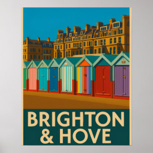 Brighton Beach Huts – Kleurrijke Zeedruk Poster