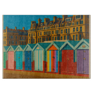 Brighton Beach Huts – Kleurrijke Zeedruk Snijplank
