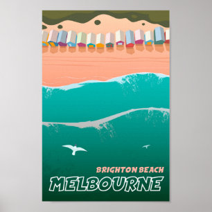 Brighton Beach Melbourne Australië Vintage Travel Poster