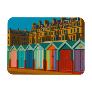 Brighton Beachhuisjes – Kleurrijke Zeeprent Magneet