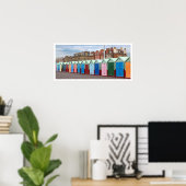 Brighton en Hove Beach Colorful Huts Poster (Thuiskantoor)