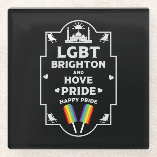 Brighton en Hove Pride Glazen Onderzetter (Voorkant)