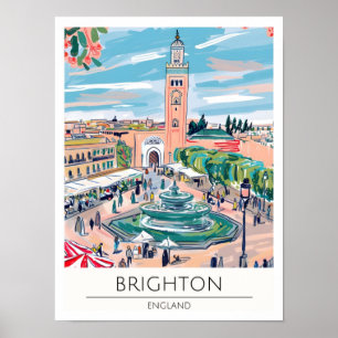 Brighton Engeland Vintage Kunst Illustratie Reizen Poster