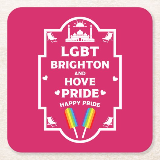 Brighton Gay Pride Vierkante Kartonnen Onderzetter (Voorkant)