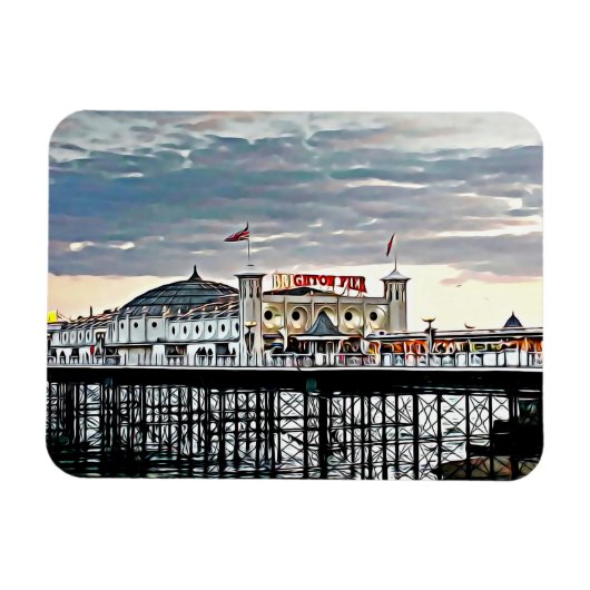 Brighton Pier & Cloudy Sky Digital Painting Magneet (Horizontaal)