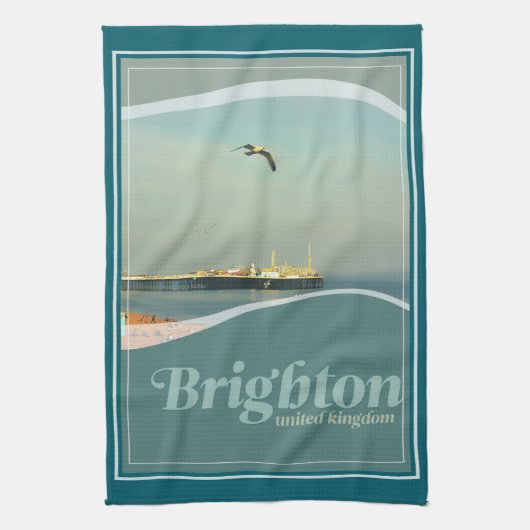 Brighton Pier-meeuw ansichtkaart Theedoek (Verticaal)