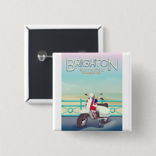 Brighton -union jack scooter reisposter vierkante button 5,1 cm