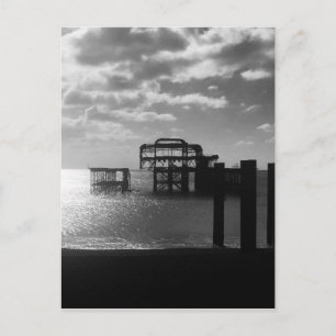 Brighton West Pier zwart-wit Briefkaart