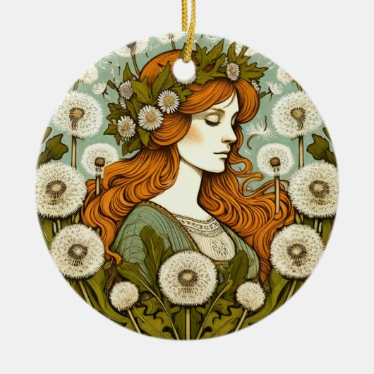 Brigid Goddess Paardenbloem Keramisch Ornament (Voorkant)