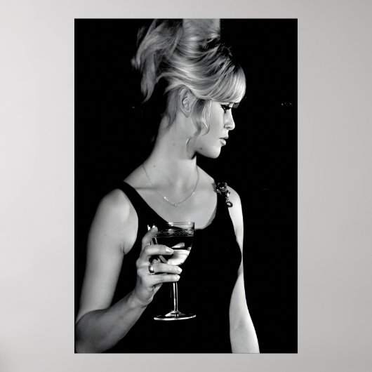 Brigitte Bardot Print, vrouw drinkt wijn poster (Voorkant)