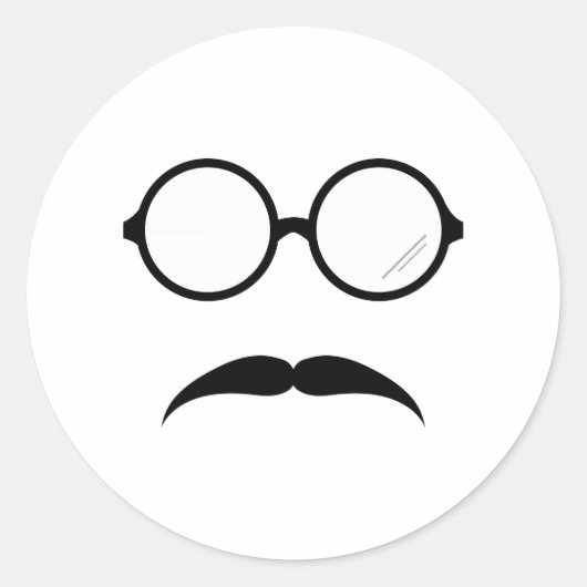 Bril en snor ronde sticker (Voorkant)