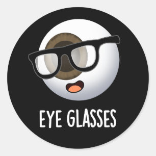 Bril Grappige Oogbal Puns Donkere BG Ronde Sticker