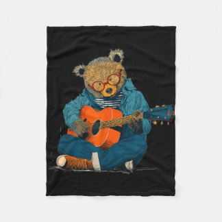 Brildragende teddy met akoestische gitaar kostuum fleece deken