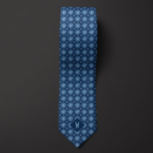 Briljant Blauwe Mandala Monogram Stropdas