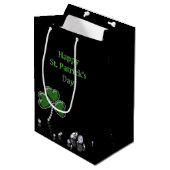 Briljant Happy St. Patrick's Day Diamonds Medium Cadeauzakje (Voorkant Gekanteld)