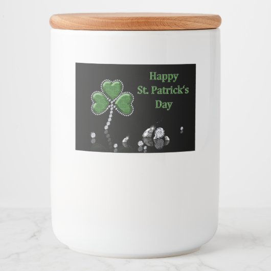 Briljant Happy St. Patrick's Day Diamonds Voedselcontainer Etiket (Voorkant)