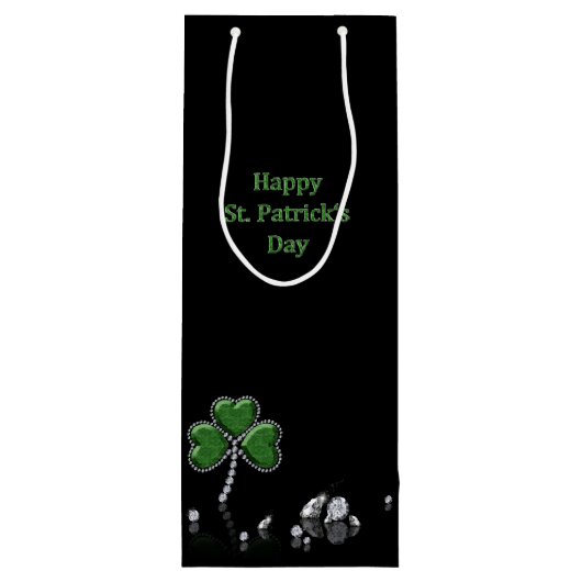 Briljant Happy St. Patrick's Day Diamonds Wijn Cadeautas (Achterkant)