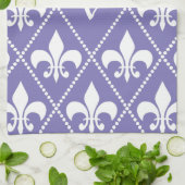 Briljant Paars Fleur de Lis met monogram initiaal Theedoek (Gevouwen)