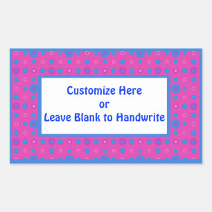 Briljant Roze en Blauw Stippen op Magenta Rechthoekige Sticker