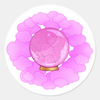 Briljant Roze Gebarsten Kristallen Bal Ronde Sticker