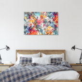 Briljant Sinaasappel Roze en Blauwgroen Abstract B Canvas Afdruk (Insitu (Slaapkamer))
