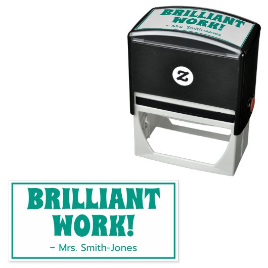 "BRILJANT WERK!" + Naam leraar Rubber Stamp Zelfinktende Stempel (In situ)