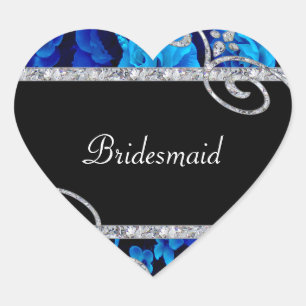Briljantblauw Roos en diamanten zwemtocht Hart Sticker