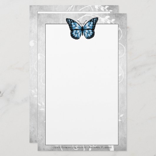 Briljantblauw-vlinderstationery Briefpapier (Voorkant / Achterkant)