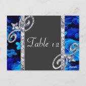 Briljantblauwe Rozen & Diamantwervelingen Bruiloft Briefkaart (Achterkant)