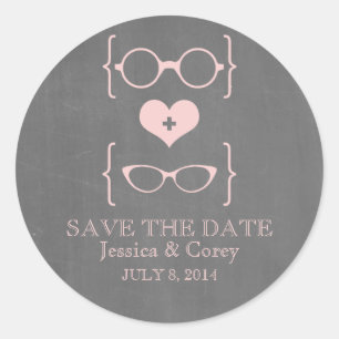 Briljante Brillen Schoolbord 'Save the Date'-stick Ronde Sticker