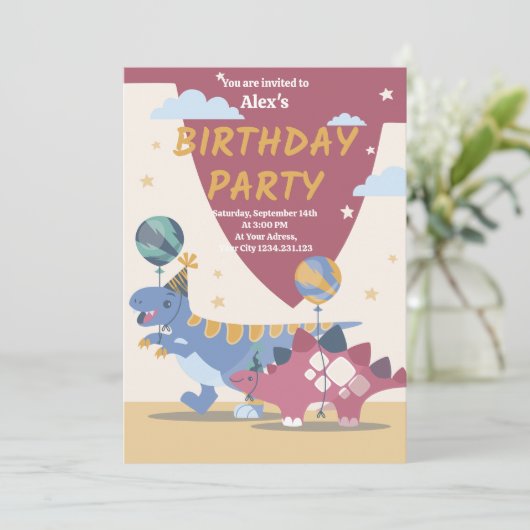 Briljante Dino-feestuitnodigingen: Leuk, makkelijk Kaart (Staand voorkant)
