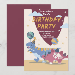Briljante Dinosaurus Verjaardagsfeest Uitnodiging 